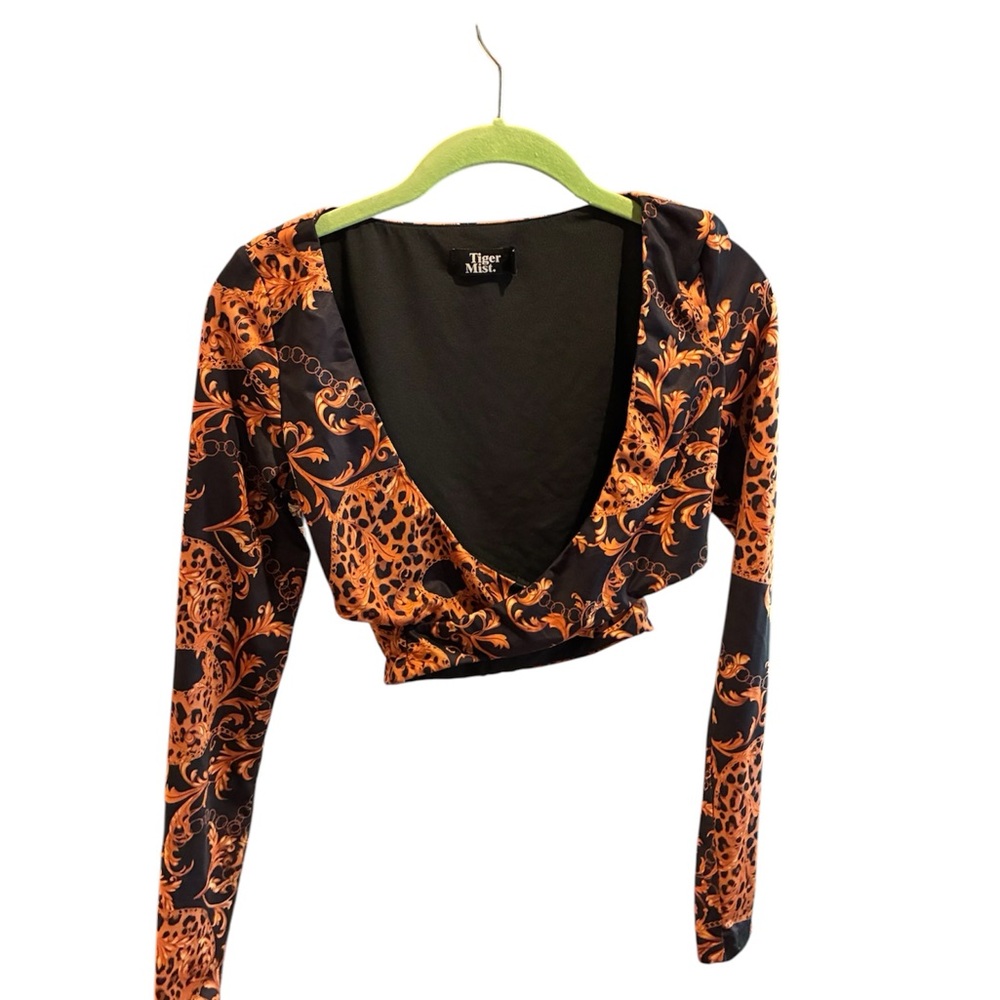 Tiger Mist Black and Orange Patterned Bodysuit